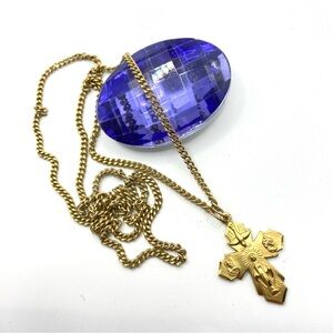 Vtg Catholic Gold Filled Necklace Four-Way Medal Cross 27" Chain Over The Head